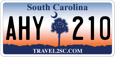 SC license plate AHY210
