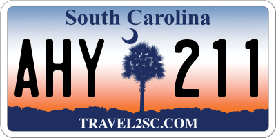 SC license plate AHY211