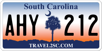 SC license plate AHY212