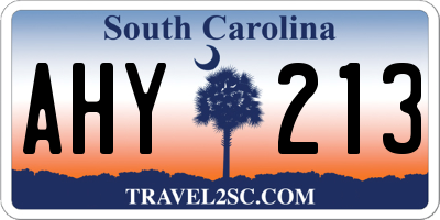 SC license plate AHY213