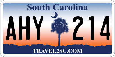 SC license plate AHY214
