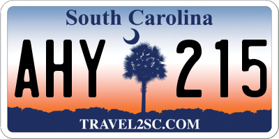 SC license plate AHY215