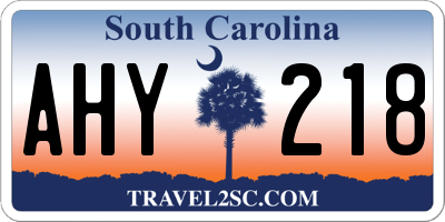 SC license plate AHY218