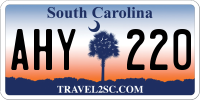 SC license plate AHY220