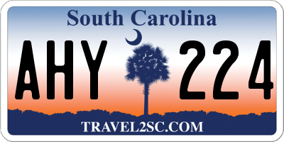 SC license plate AHY224