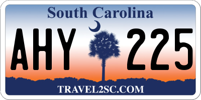 SC license plate AHY225