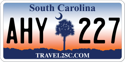 SC license plate AHY227