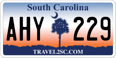 SC license plate AHY229