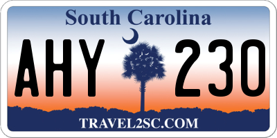 SC license plate AHY230
