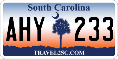 SC license plate AHY233