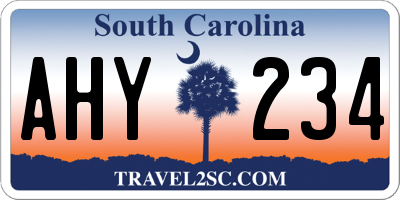 SC license plate AHY234
