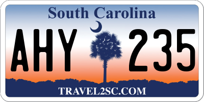 SC license plate AHY235