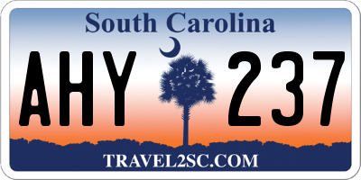 SC license plate AHY237