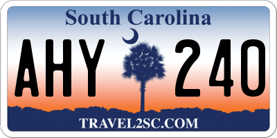 SC license plate AHY240