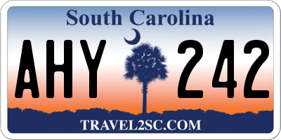 SC license plate AHY242