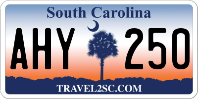 SC license plate AHY250