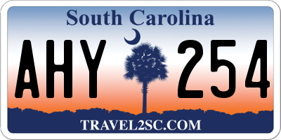 SC license plate AHY254