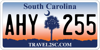 SC license plate AHY255