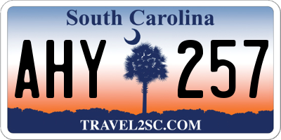 SC license plate AHY257