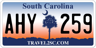 SC license plate AHY259