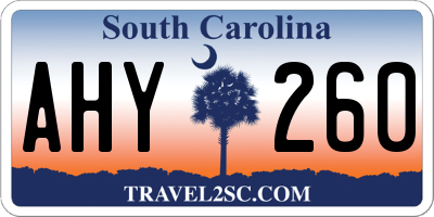 SC license plate AHY260