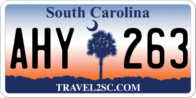 SC license plate AHY263