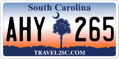 SC license plate AHY265