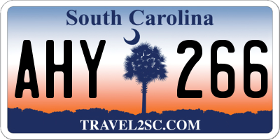 SC license plate AHY266