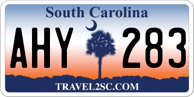 SC license plate AHY283