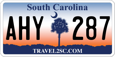 SC license plate AHY287