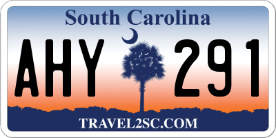 SC license plate AHY291