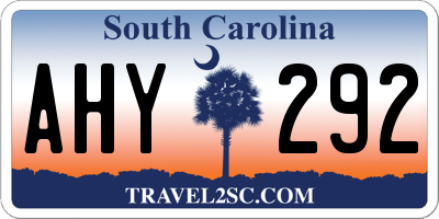 SC license plate AHY292