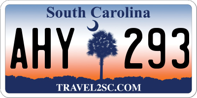 SC license plate AHY293