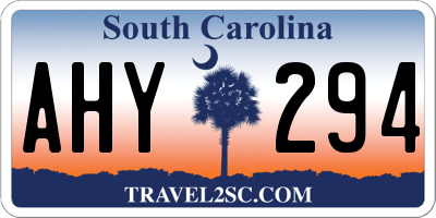 SC license plate AHY294