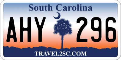 SC license plate AHY296