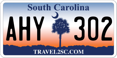 SC license plate AHY302