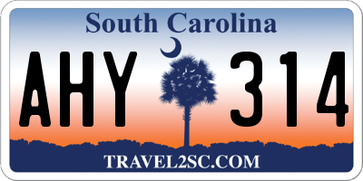 SC license plate AHY314