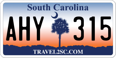 SC license plate AHY315