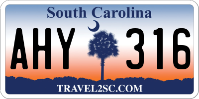 SC license plate AHY316