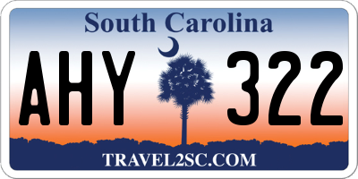 SC license plate AHY322