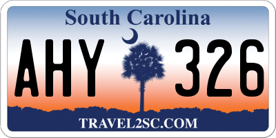 SC license plate AHY326