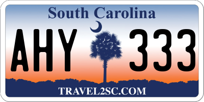 SC license plate AHY333