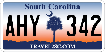 SC license plate AHY342