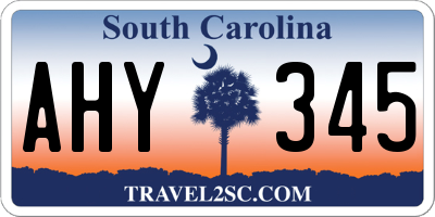 SC license plate AHY345