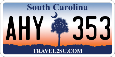SC license plate AHY353