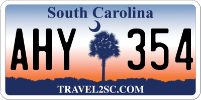 SC license plate AHY354