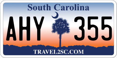 SC license plate AHY355