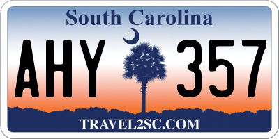 SC license plate AHY357