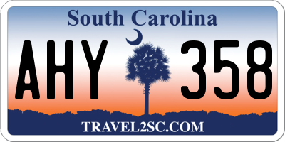 SC license plate AHY358