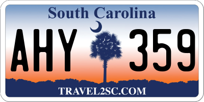 SC license plate AHY359